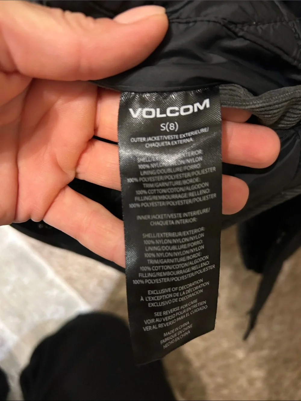 Volcom Black Boys' Hooded Puffer Jacket with Corduroy Yoke